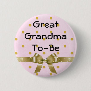 Chapa Redonda De 5 Cm Gran Abuela Para Ser Baby Shower Rosado Y Oro Botó