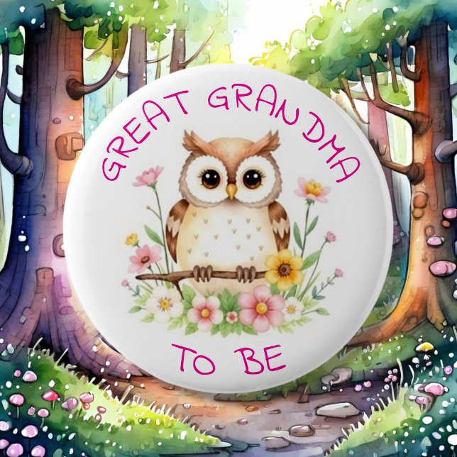 Chapa Redonda De 5 Cm Gran Abuela para ser | Woodland Baby Shower (Subido por el creador)