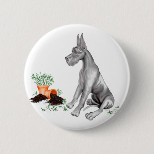 Chapa Redonda De 5 Cm Gran dane Naughty Pup Black