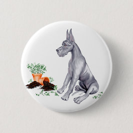 Chapa Redonda De 5 Cm Gran Dane Naughty Pup Blue