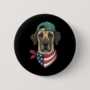 Chapa Redonda De 5 Cm Gran Danés Bandera Americana - Madre Patriótica de