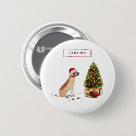 Chapa Redonda De 5 Cm Gran Danés Perro Divertido de Navidad con Árbol