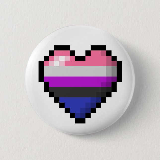 Chapa Redonda De 5 Cm Gran diseño de corazón de píxeles con bandera de f (Anverso)