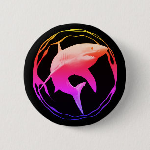 Chapa Redonda De 5 Cm Gran diseño gráfico de tiburones blancos