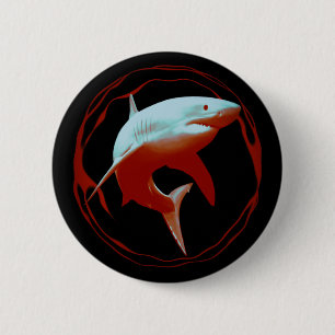 Chapa Redonda De 5 Cm Gran diseño gráfico de tiburones blancos