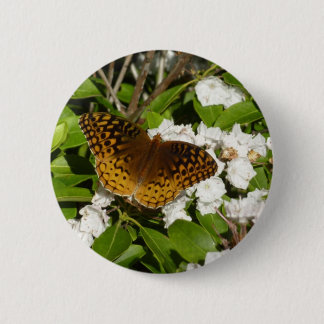 Chapa Redonda De 5 Cm Gran Fritillary española sobre el Laurel de la Mon