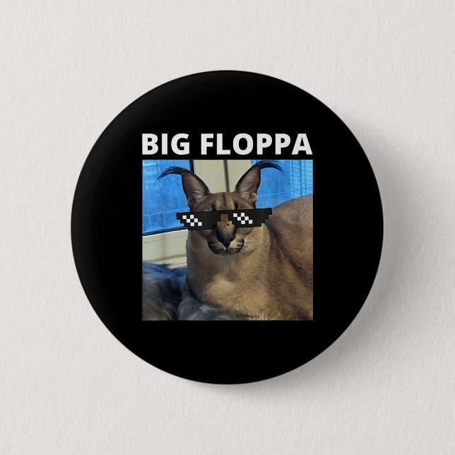 Chapa Redonda De 5 Cm Gran gato meme floppa (Anverso)