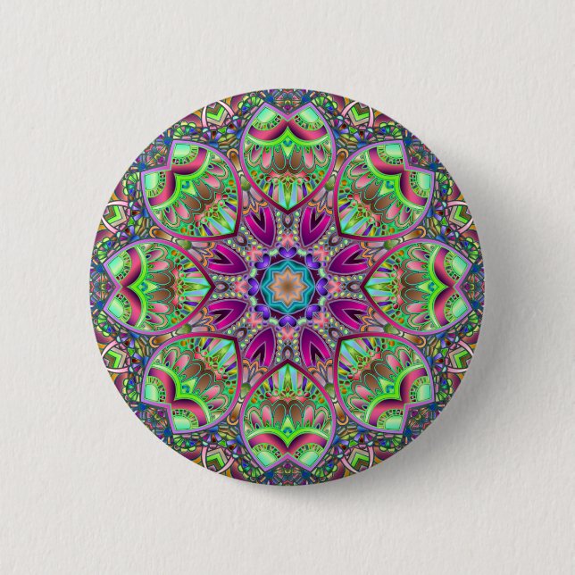 Chapa Redonda De 5 Cm Gran Glow Kaleidoscope Mandala (Anverso)