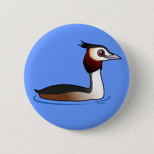 Chapa Redonda De 5 Cm Gran Grebe con cresta