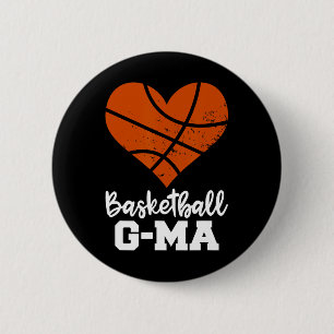 Chapa Redonda De 5 Cm Gran mamá de baloncesto divertido Baloncesto Heart