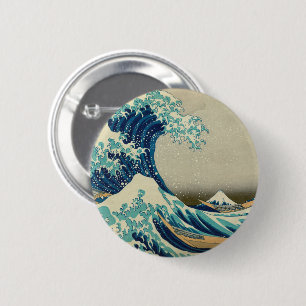 Chapa Redonda De 5 Cm Gran ola de Kanagawa y arte japonés/Japón
