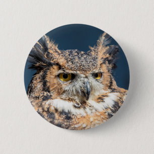 Chapa Redonda De 5 Cm Gran retrato de búho