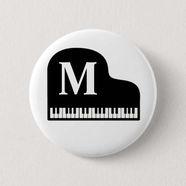 Chapa Redonda De 5 Cm Grand Piano Monogram Pianist Personalize (Anverso)