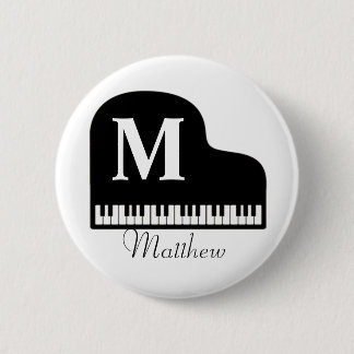 Chapa Redonda De 5 Cm Grand Piano Monogram Pianist Personalize
