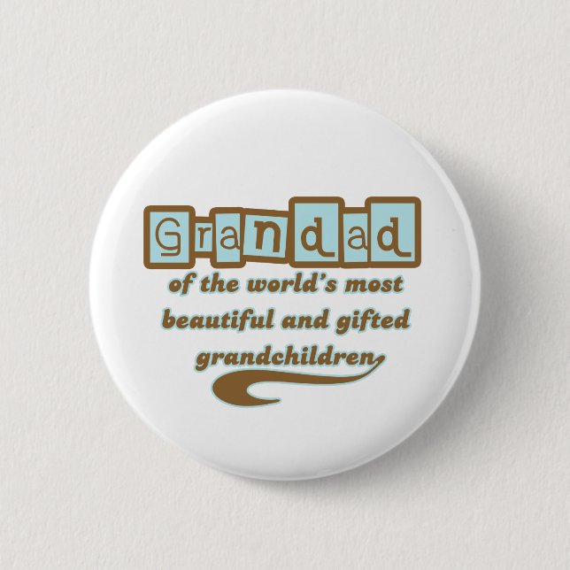 Chapa Redonda De 5 Cm Grandad de nietos dotados (Anverso)