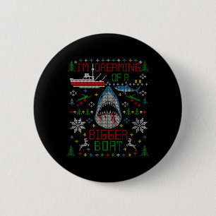 Chapa Redonda De 5 Cm Grandioso Tiburón Blanco pescando Navidades feos s