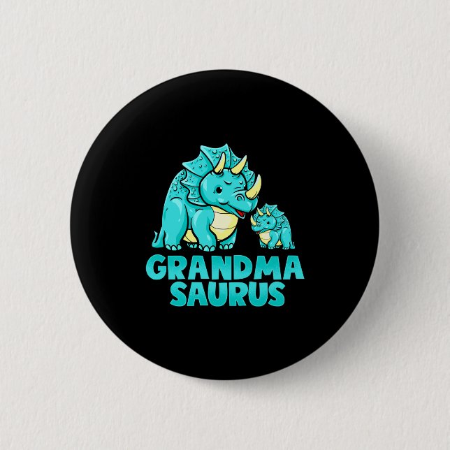 Chapa Redonda De 5 Cm Grandma Saurus Funny Grandmasaurus Dinosaur  (Anverso)