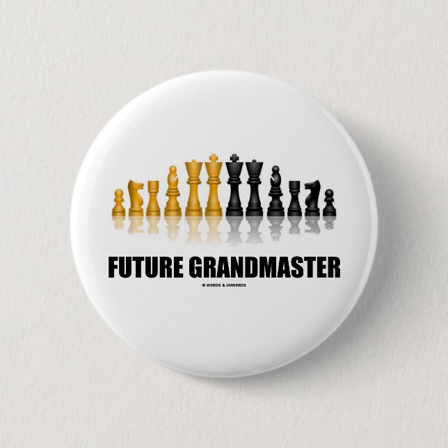 Chapa Redonda De 5 Cm Grandmaster futuro (juego de ajedrez) (Anverso)