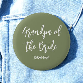 Chapa Redonda De 5 Cm Grandpa of the Bride Sage Green White 