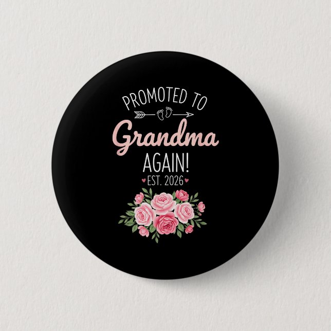 Chapa Redonda De 5 Cm Grandparent Promoted To Grandma Again Est. 2026, N (Anverso)