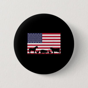 Chapa Redonda De 5 Cm Granja de animales de bandera americana Caballo Va