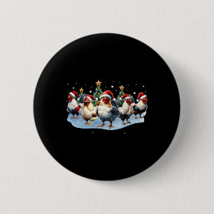Chapa Redonda De 5 Cm Granja de Chicken Squad Luces de Navidad Gorro de