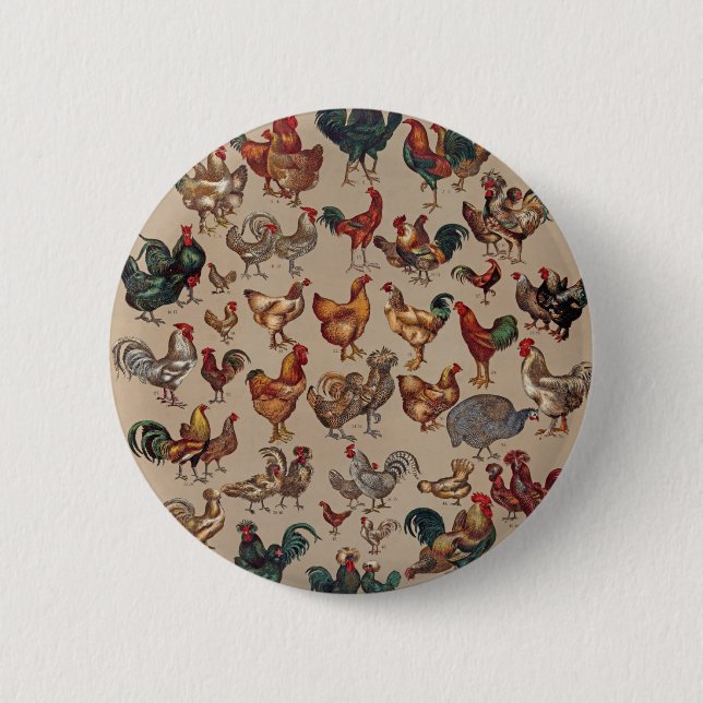 Chapa Redonda De 5 Cm Granja de pollo de gallo (Anverso)