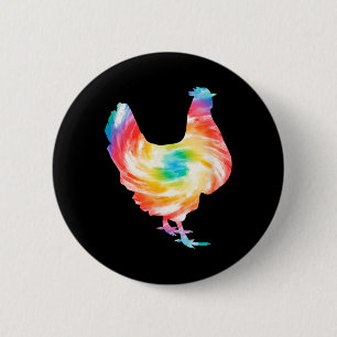 Chapa Redonda De 5 Cm Granjero de Pollo Amante de Pollo Granja Tie Dye