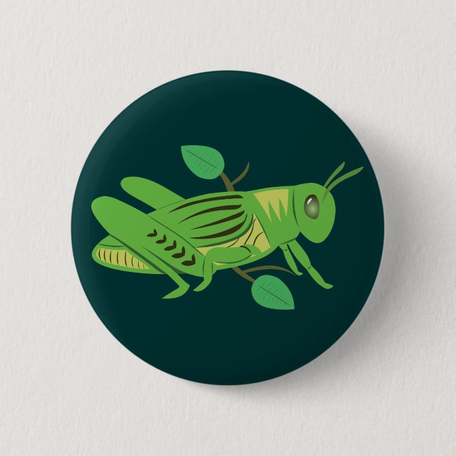Chapa Redonda De 5 Cm Grasshopper verde (Anverso)