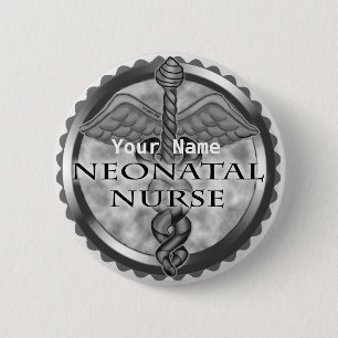 Chapa Redonda De 5 Cm Gray caduceus Neonatal Nurse