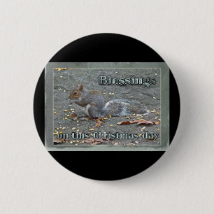 Chapa Redonda De 5 Cm Gray Squirrel Navidades Blessing Series