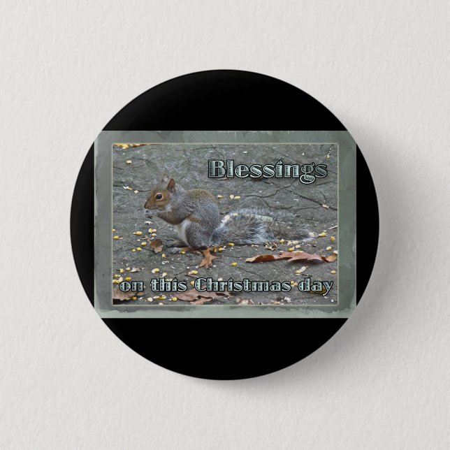 Chapa Redonda De 5 Cm Gray Squirrel Navidades Blessing Series (Anverso)