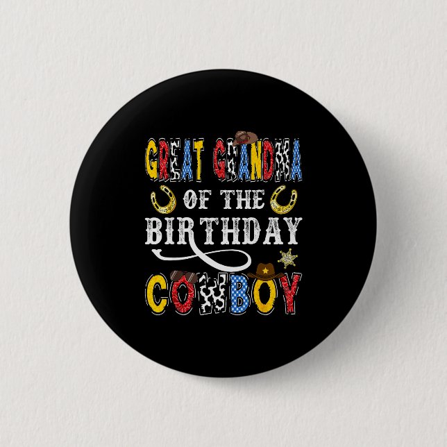 Chapa Redonda De 5 Cm Great Grandma Of The Birthday Cowboy Western Rodeo (Anverso)