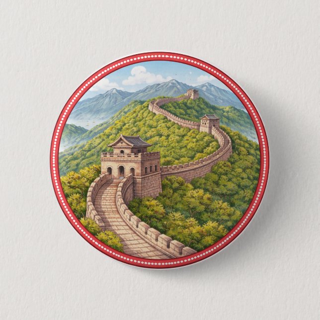 Chapa Redonda De 5 Cm Great Wall Of China Button (Anverso)