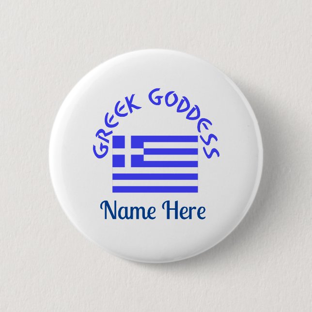 Chapa Redonda De 5 Cm Greek Goddess and Flag of Greece Personalized  (Anverso)