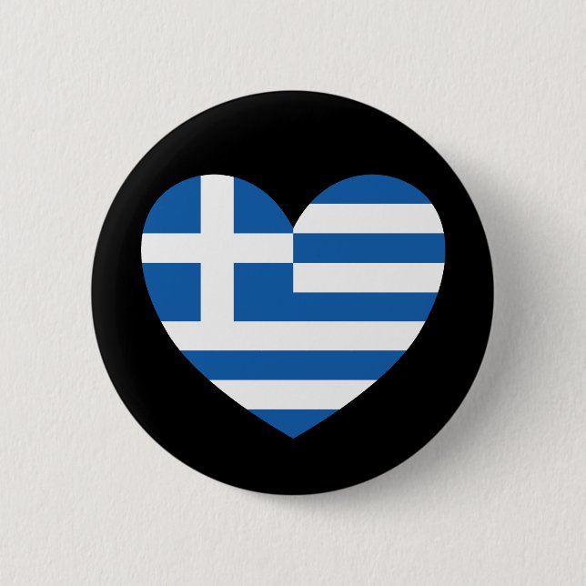 Chapa Redonda De 5 Cm Greek Pride Flag Love Heart (Anverso)