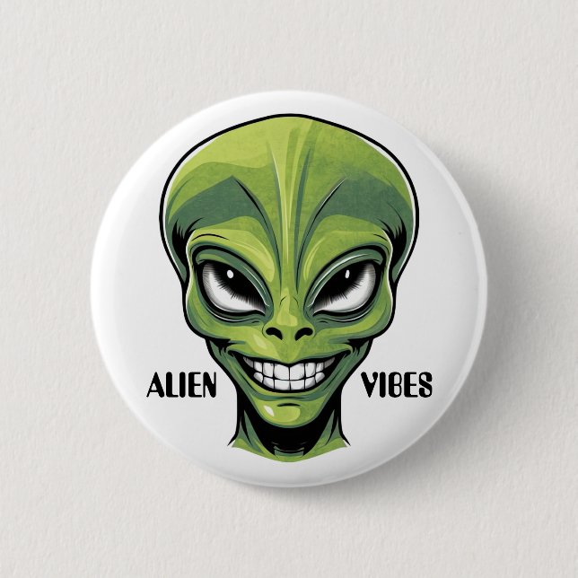 Chapa Redonda De 5 Cm Green Alien Head (Anverso)
