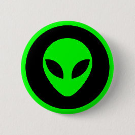Chapa Redonda De 5 Cm Green Alien Head