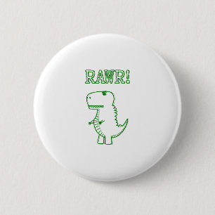 Chapa Redonda De 5 Cm Green Angry T Rex Dino