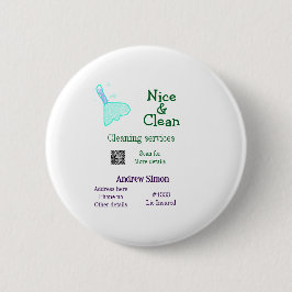 Chapa Redonda De 5 Cm Green blue gitter clean mop add name address q r b