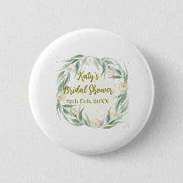 Chapa Redonda De 5 Cm Green eucalyptus floral bridal shower name date go