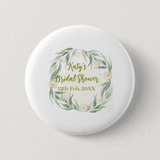 Chapa Redonda De 5 Cm Green eucalyptus floral bridal shower name date go