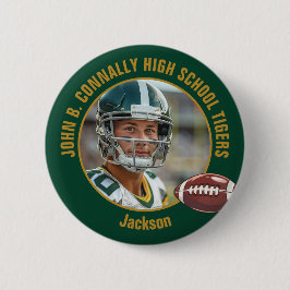 Chapa Redonda De 5 Cm Green Gold High School Football Player Photo