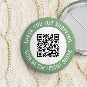 Chapa Redonda De 5 Cm Green Gracias y Escanearme código QR promocional