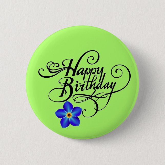 Chapa Redonda De 5 Cm Green Happy Birday (Anverso)