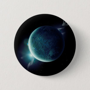 Chapa Redonda De 5 Cm green planet in the universe with aura and stars