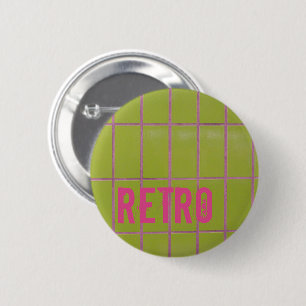 Chapa Redonda De 5 Cm Green Retro Tile 80s 70s 60s fondo vintage