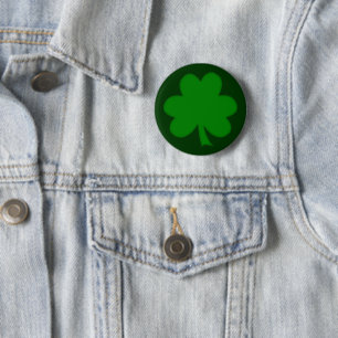 Chapa Redonda De 5 Cm Green Shamrock Shape St Paddys Day