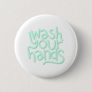 Chapa Redonda De 5 Cm Green wash your hands neon sign transparent