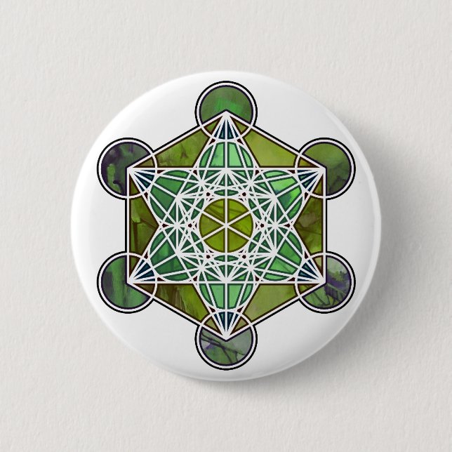 Chapa Redonda De 5 Cm GreenMetatronCube (Anverso)